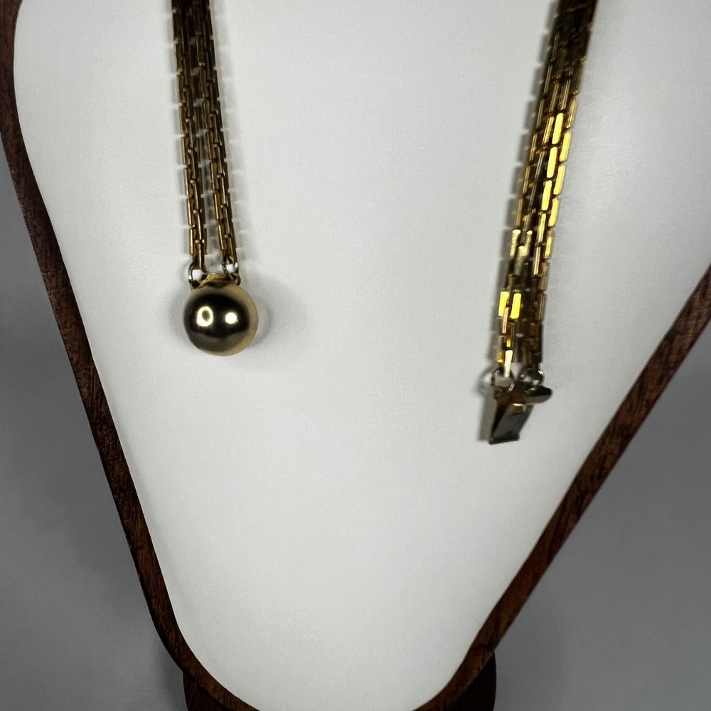 Vintage 90s Gold‎ Tone Multi Strand Layered Chain 22" Necklace Rope Flat Link - Picture 3 of 5